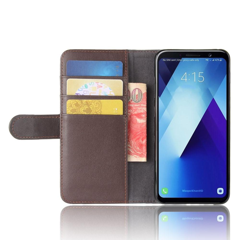 Funda de cuero genuino Samsung Galaxy A8 2018, marrón