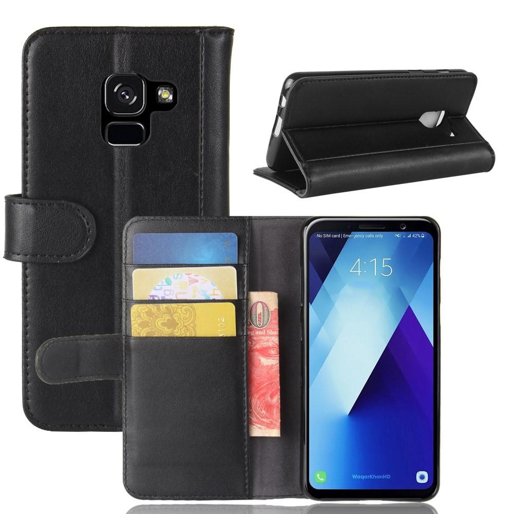 Funda de cuero genuino Samsung Galaxy A8 2018, negro