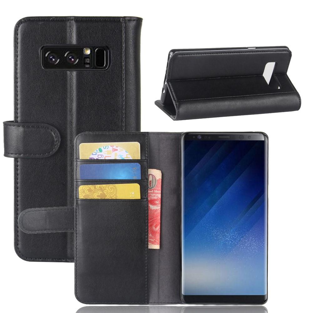 Funda de cuero genuino Samsung Galaxy Note 8, negro