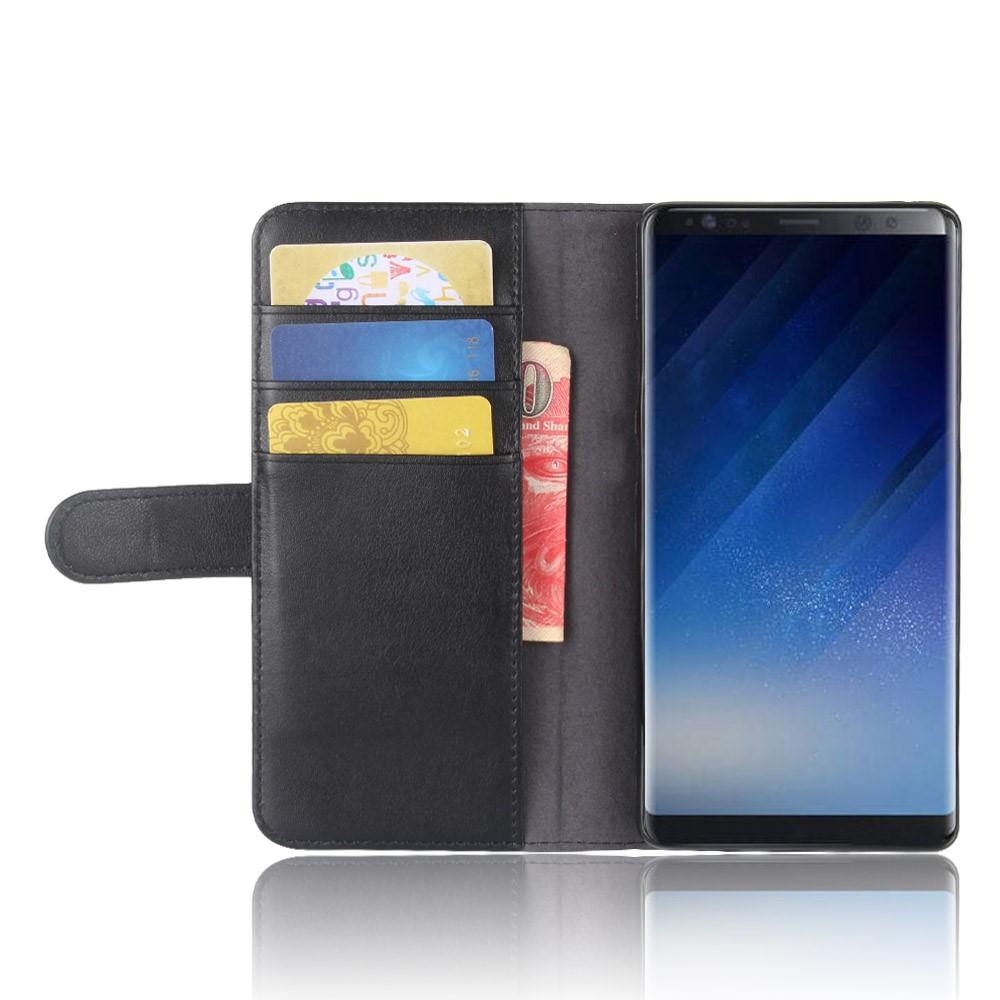Funda de cuero genuino Samsung Galaxy Note 8, Negro