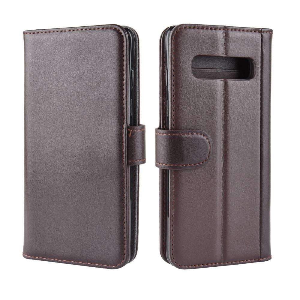 Funda de cuero genuino Samsung Galaxy S10, Marrón