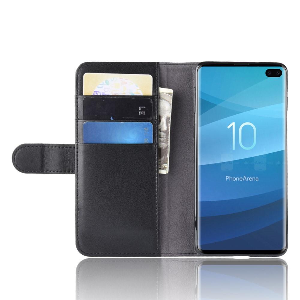 Funda de cuero genuino Samsung Galaxy S10 Plus, Negro