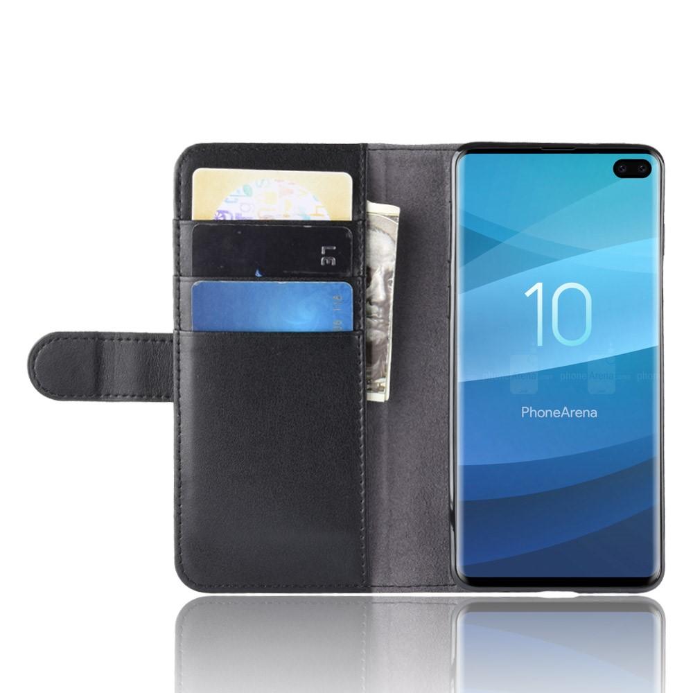 Funda de cuero genuino Samsung Galaxy S10 Plus, negro