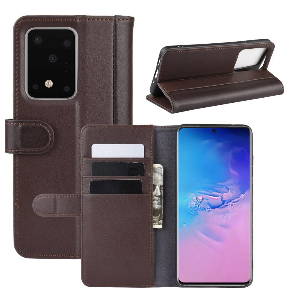 Funda de cuero genuino Samsung Galaxy S20 Ultra, Marrón