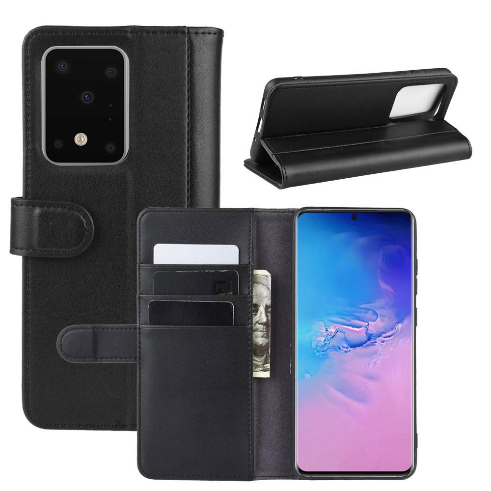 Funda de cuero genuino Samsung Galaxy S20 Ultra, Negro