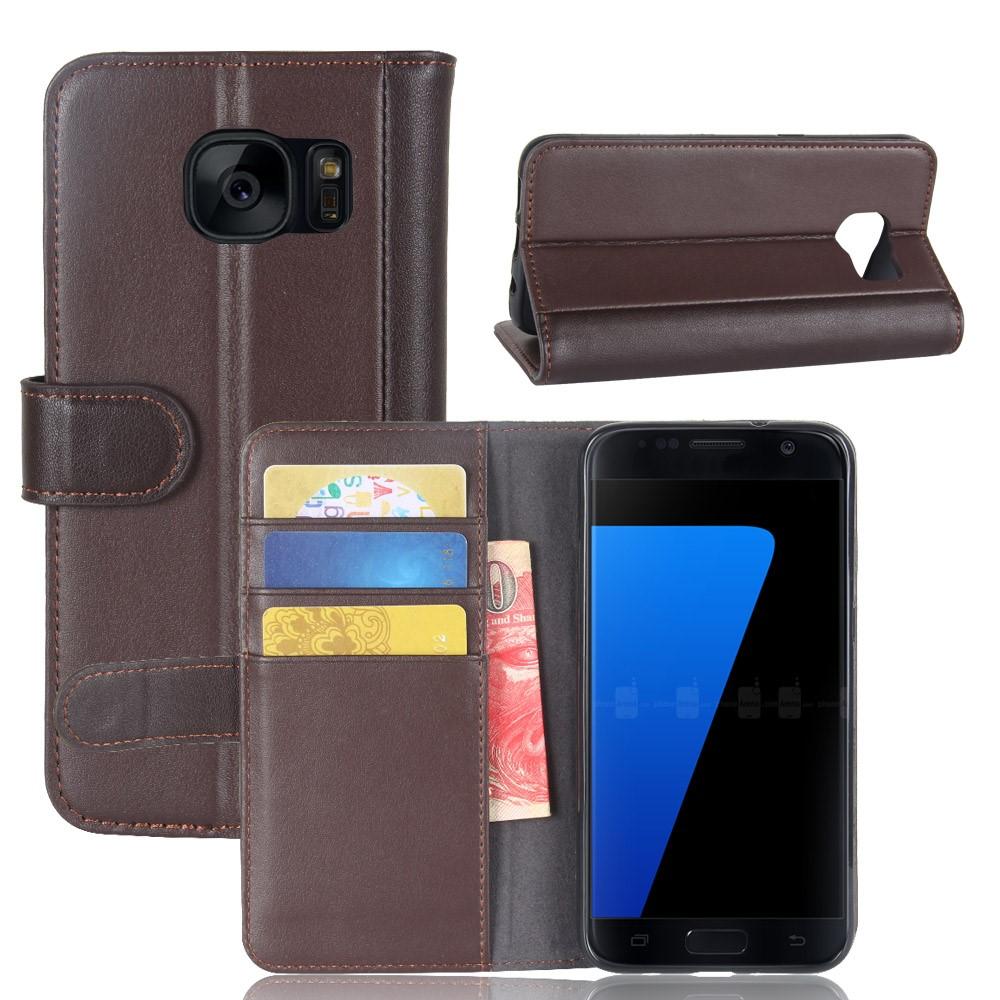 Funda de cuero genuino Samsung Galaxy S7, Marrón