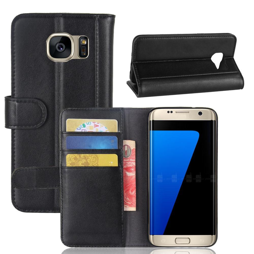 Funda de cuero genuino Samsung Galaxy S7 Edge, Negro