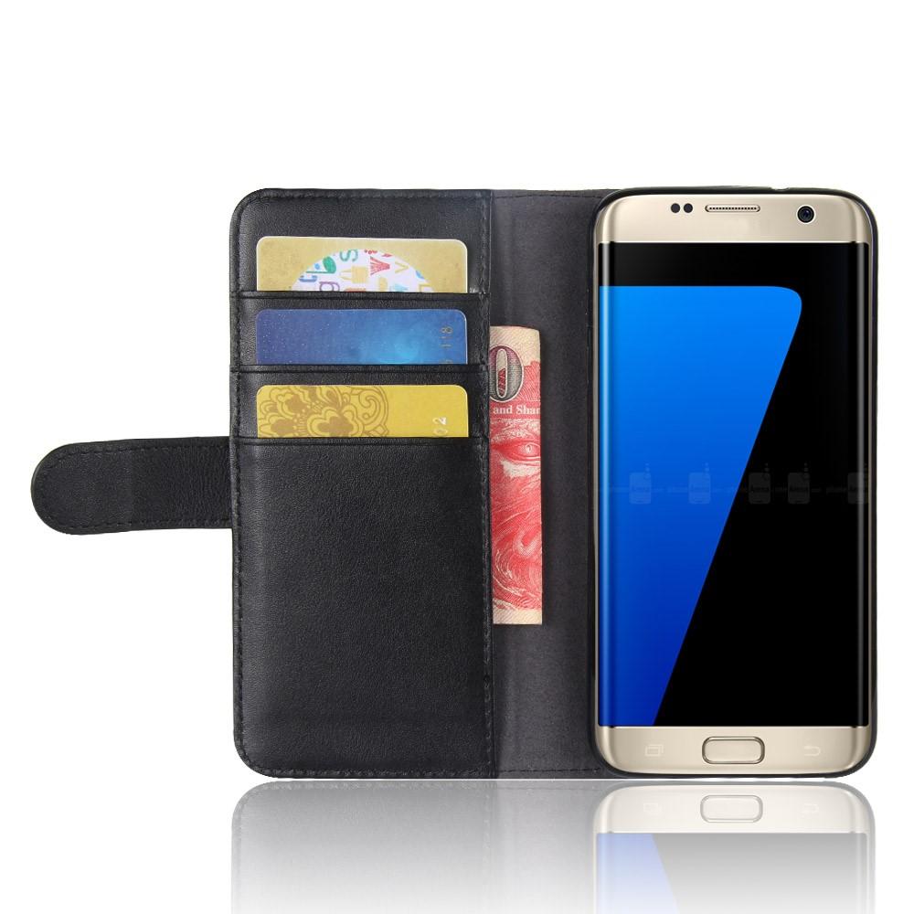 Funda de cuero genuino Samsung Galaxy S7 Edge, negro