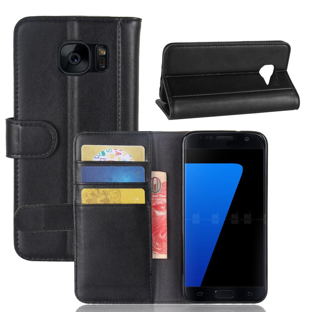 Funda de cuero genuino Samsung Galaxy S7, Negro