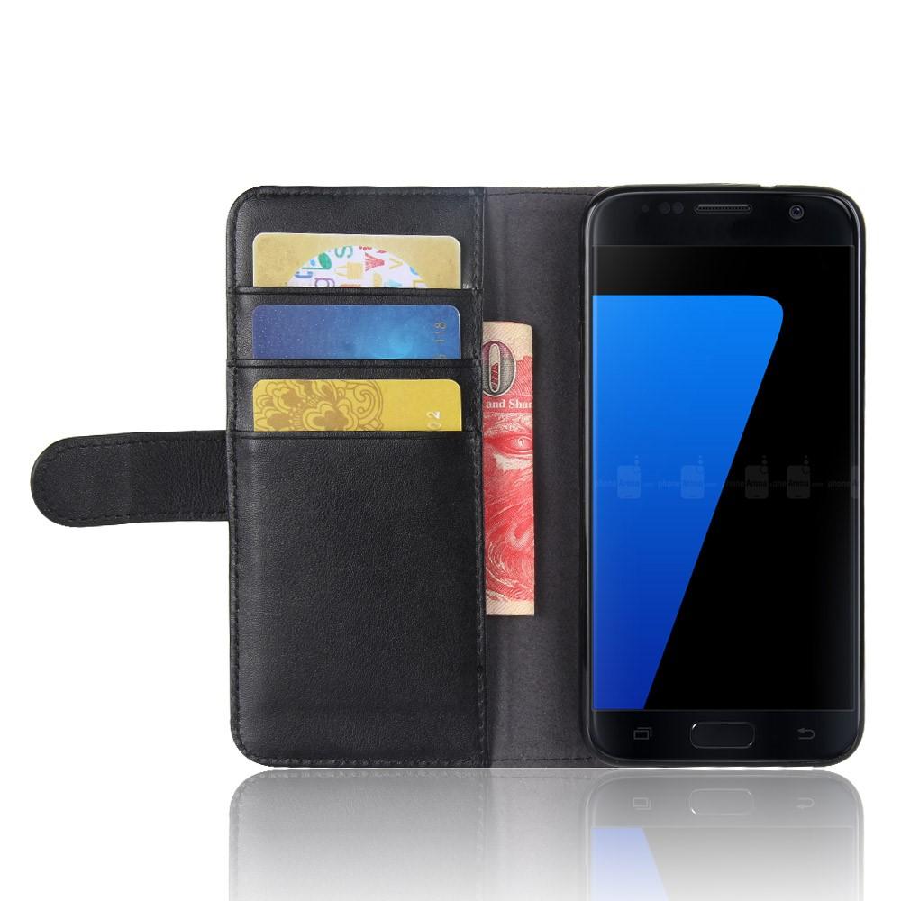 Funda de cuero genuino Samsung Galaxy S7, Negro