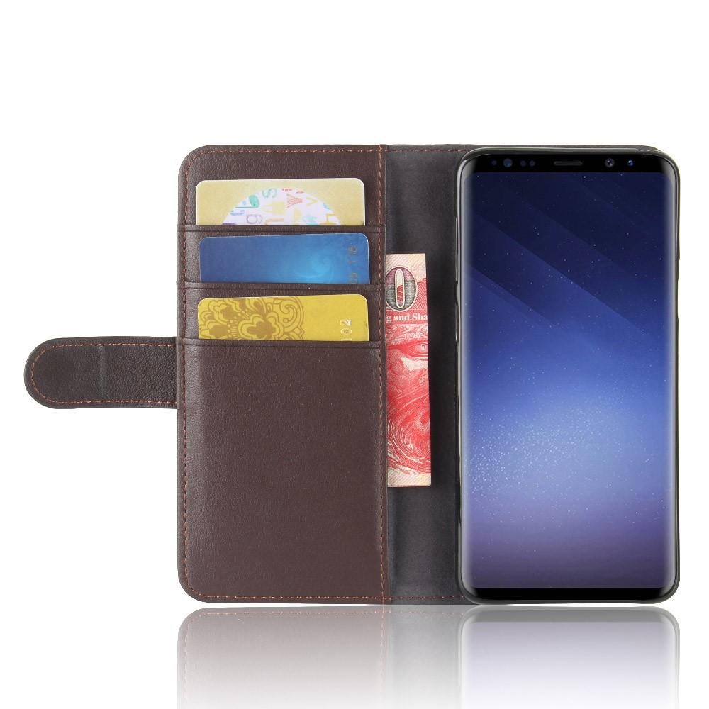 Funda de cuero genuino Samsung Galaxy S9, marrón