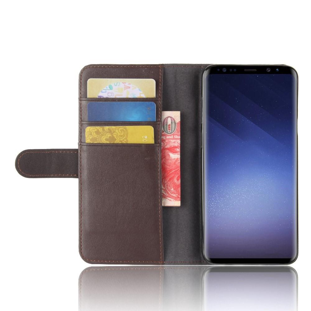 Funda de cuero genuino Samsung Galaxy S9 Plus, marrón