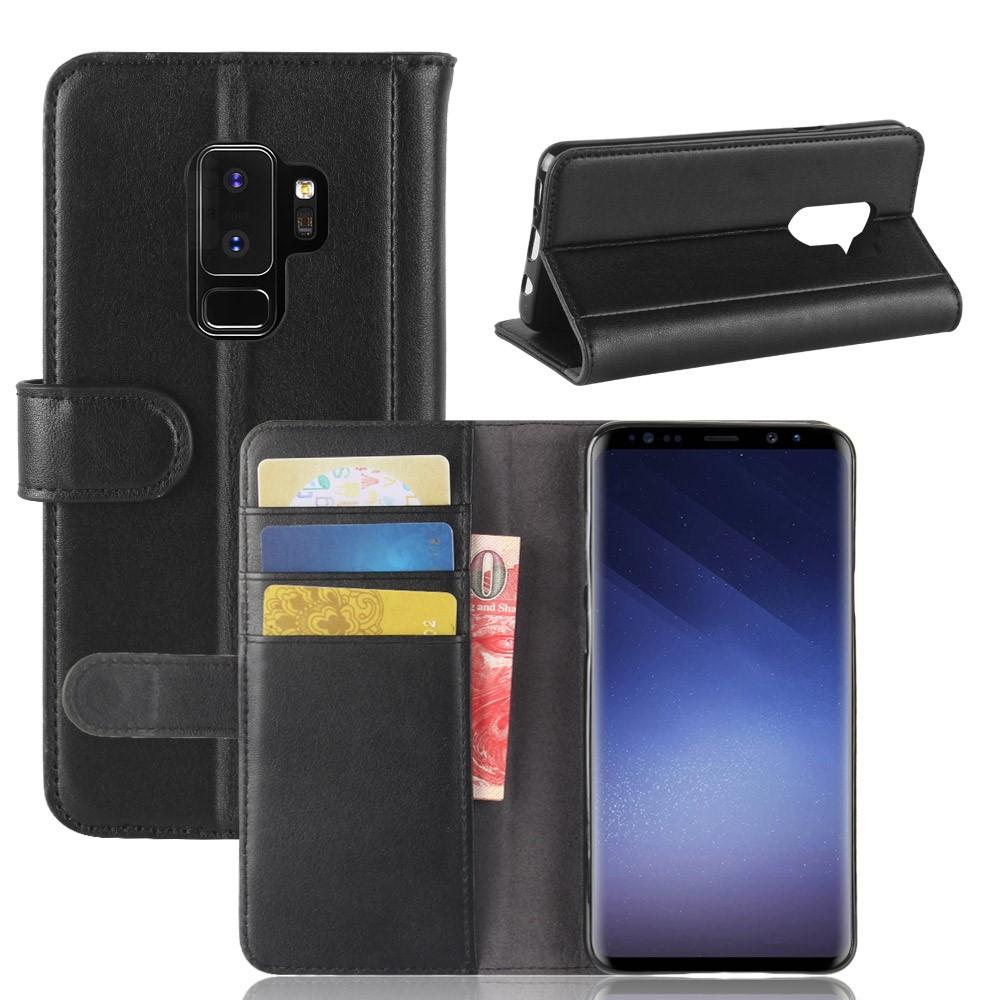 Funda de cuero genuino Samsung Galaxy S9 Plus, Negro