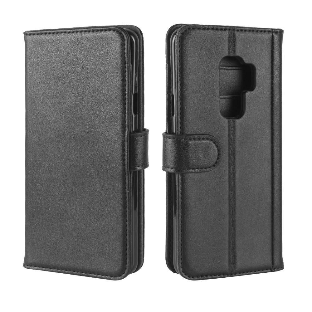 Funda de cuero genuino Samsung Galaxy S9 Plus, Negro