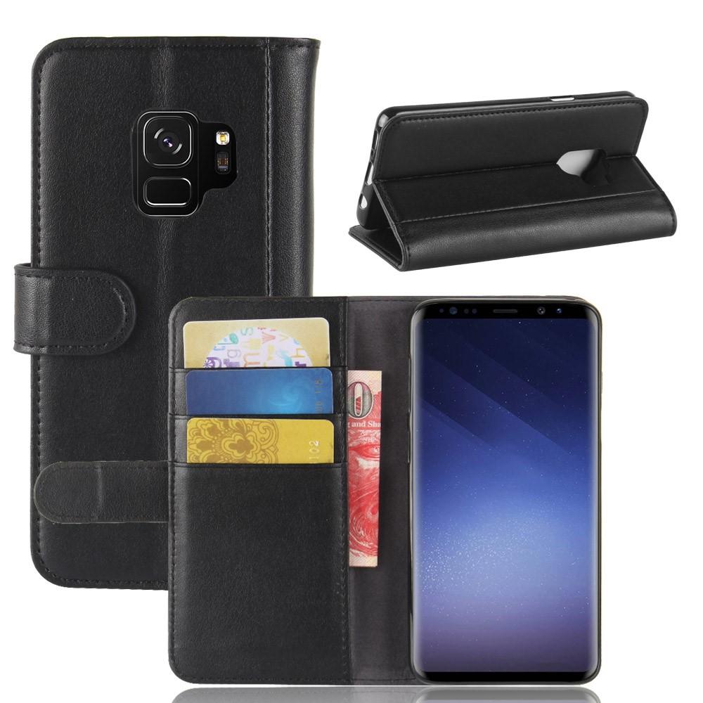 Funda de cuero genuino Samsung Galaxy S9, negro