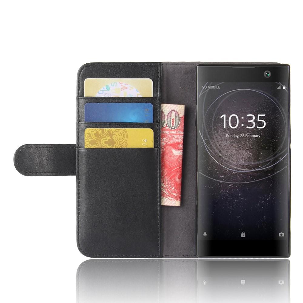 Funda de cuero genuino Sony Xperia XA2, negro