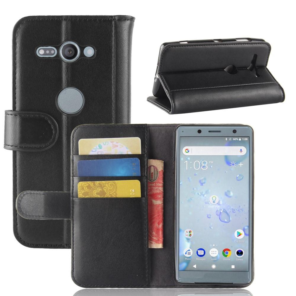 Funda de cuero genuino Sony Xperia XZ2 Compact, Negro