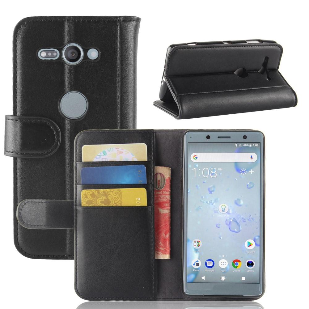 Funda de cuero genuino Sony Xperia XZ2 Compact, negro