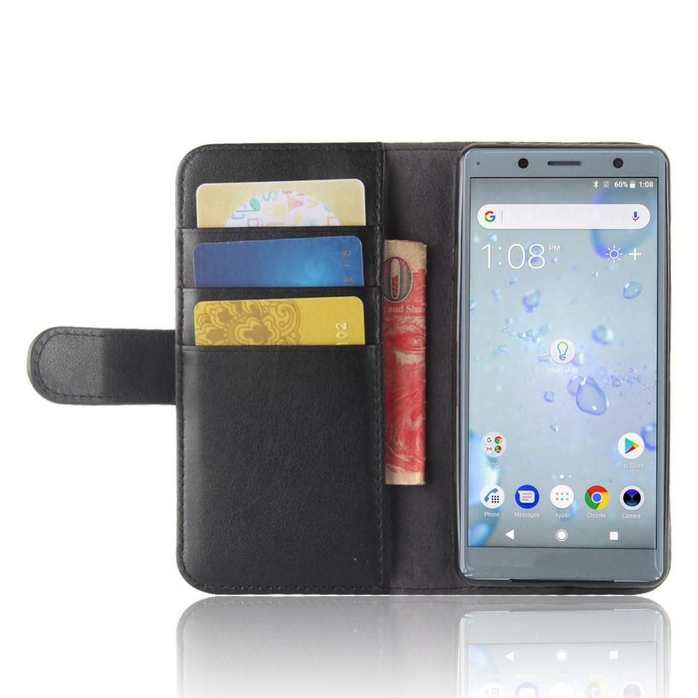 Funda de cuero genuino Sony Xperia XZ2 Compact, Negro