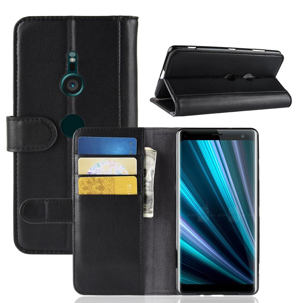 Funda de cuero genuino Sony Xperia XZ3, negro