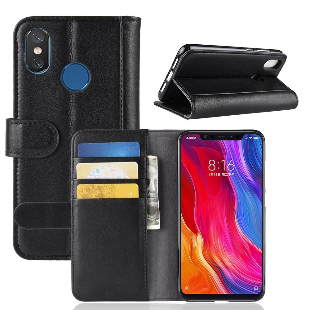 Funda de cuero genuino Xiaomi Mi 8, negro