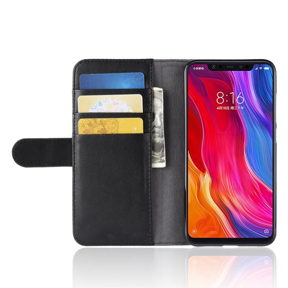 Funda de cuero genuino Xiaomi Mi 8, negro