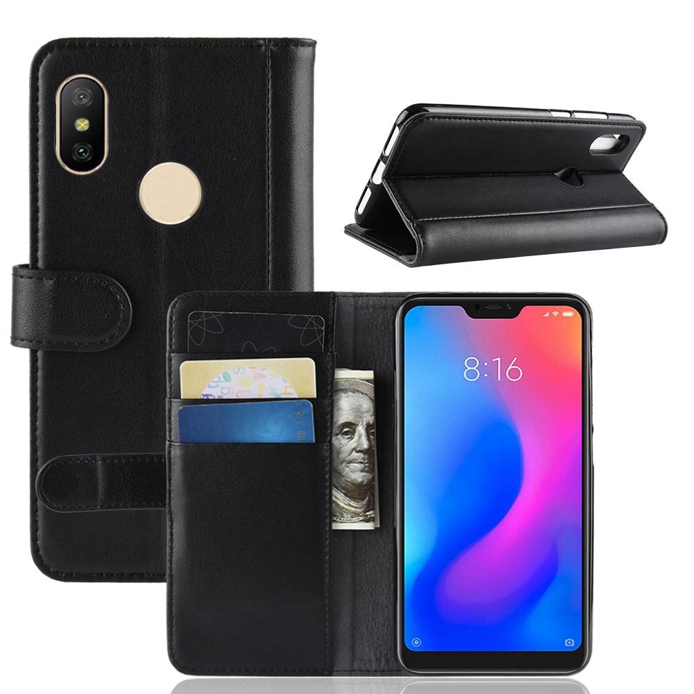 Funda de cuero genuino Xiaomi Mi A2 Lite, negro