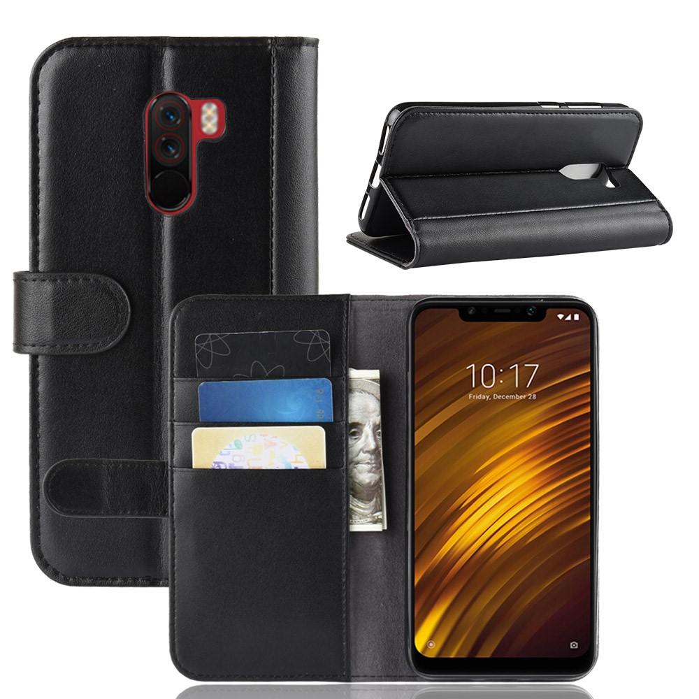 Funda de cuero genuino Xiaomi Pocophone F1, negro