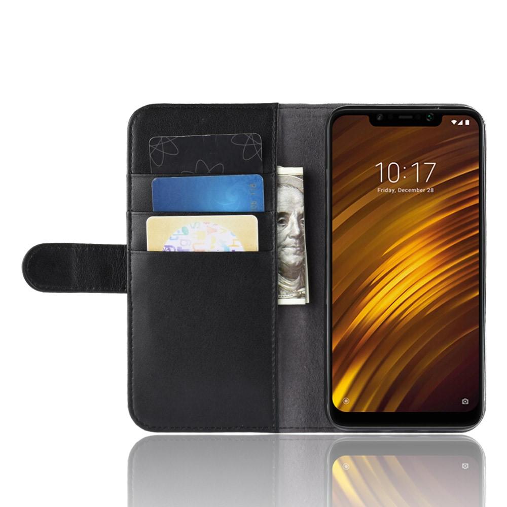 Funda de cuero genuino Xiaomi Pocophone F1, Negro