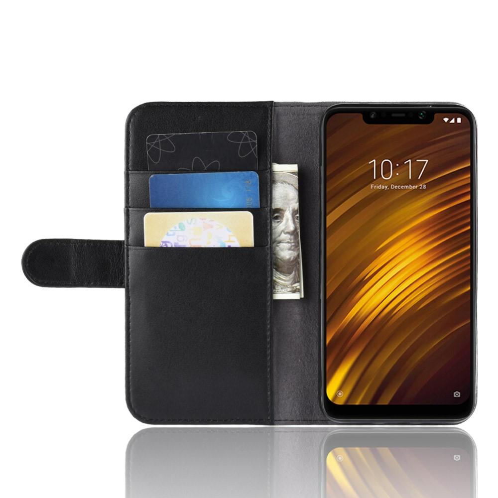 Funda de cuero genuino Xiaomi Pocophone F1, negro