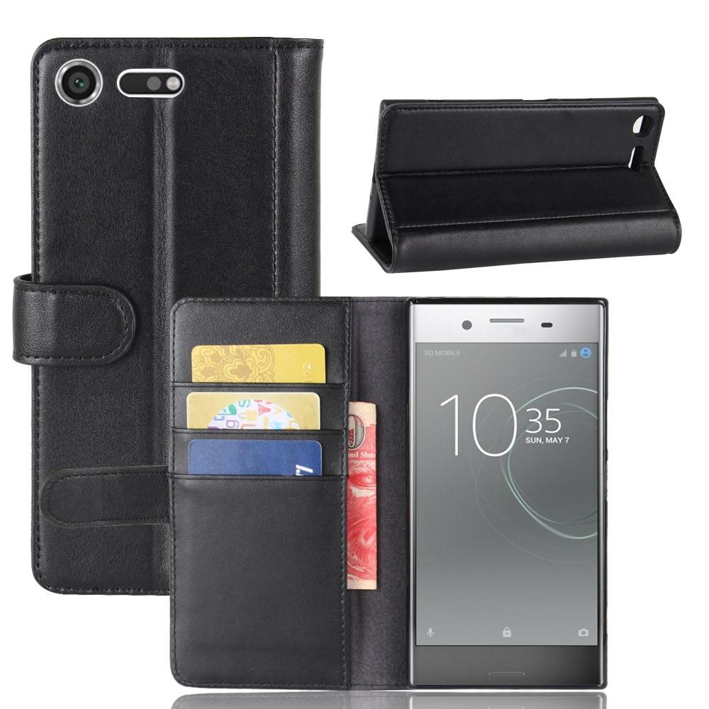 Funda de cuero genuino Sony Xperia XZ Premium, negro