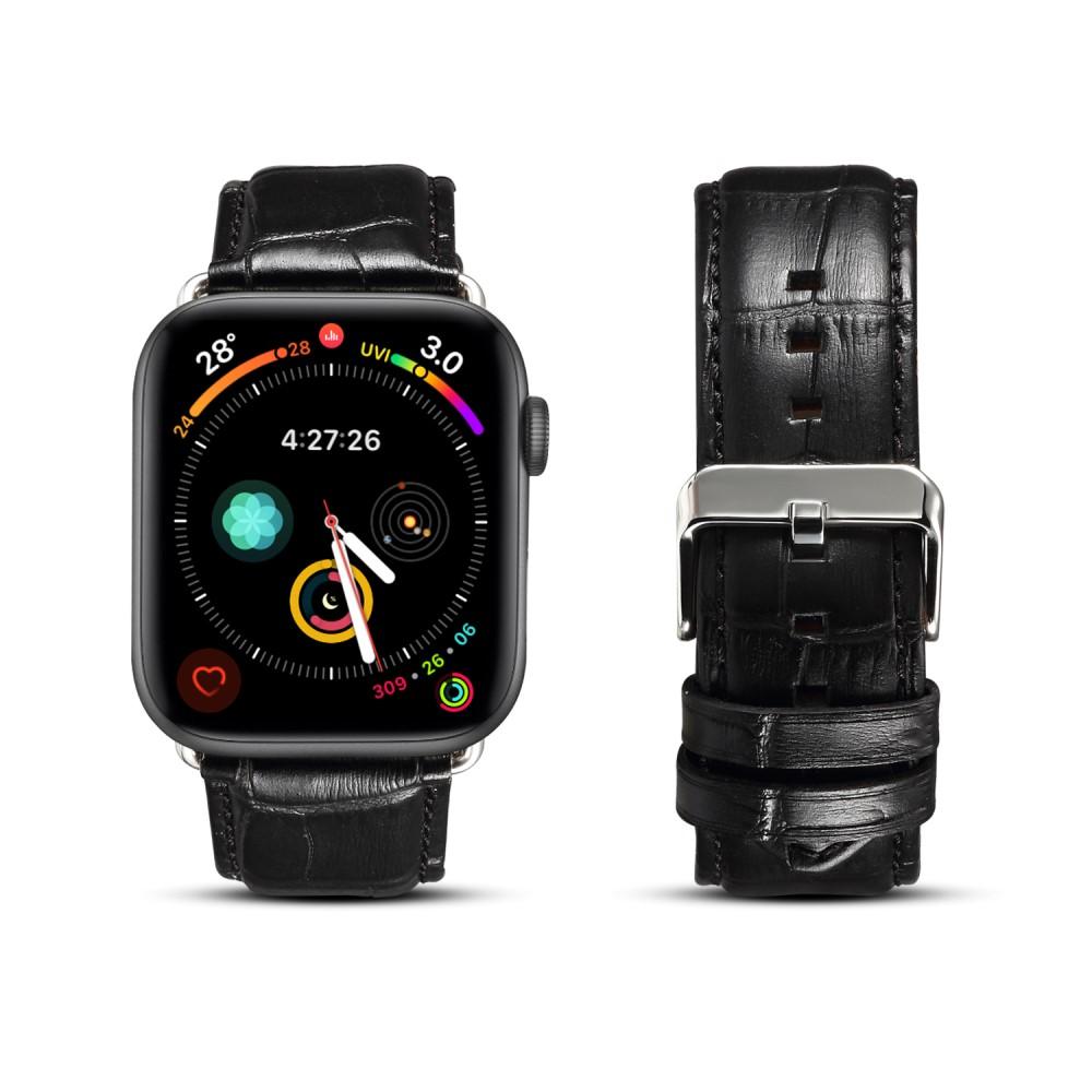 Cocodrilo Correa de piel Apple Watch Series 10 46mm negro