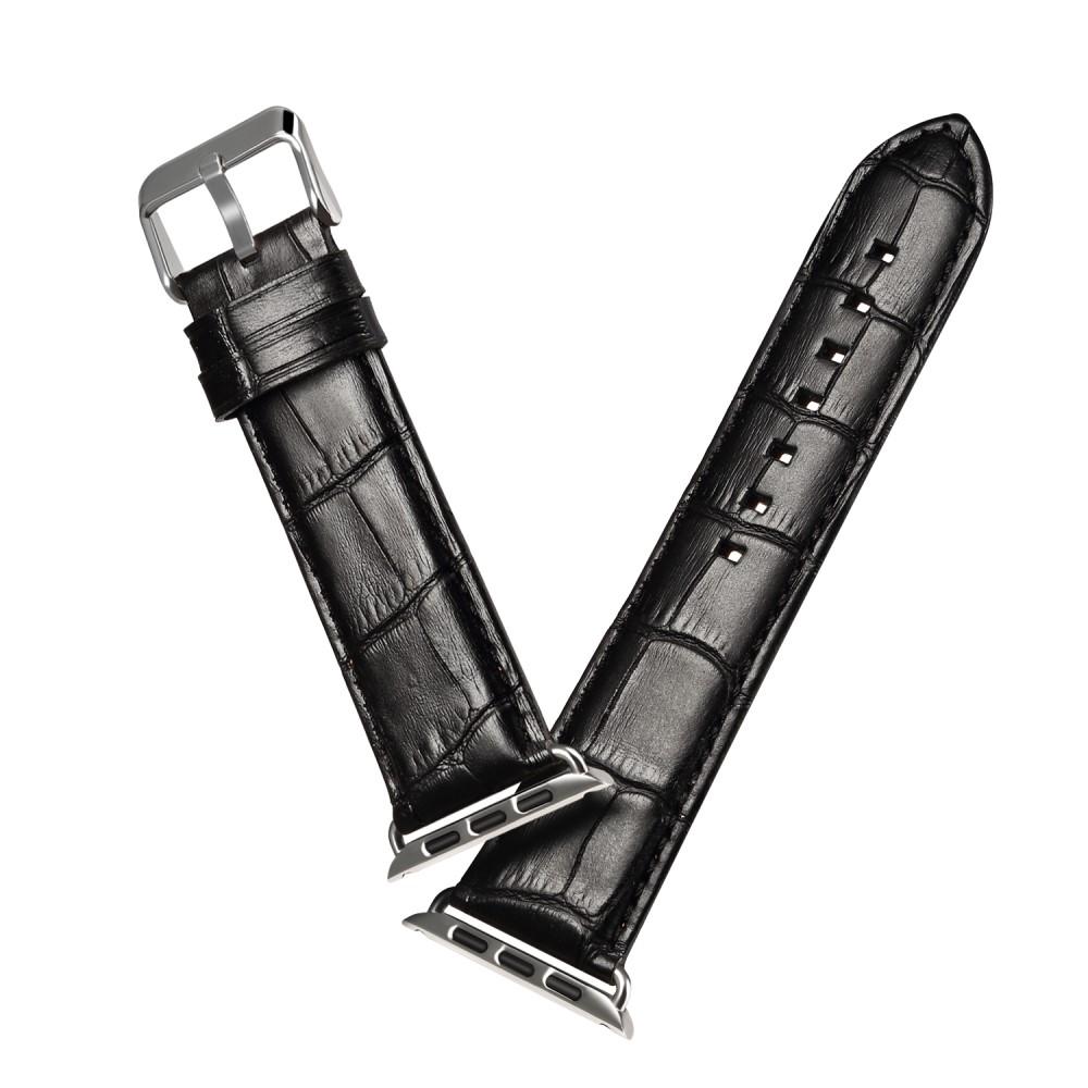 Cocodrilo Correa de piel Apple Watch Series 10 46mm negro