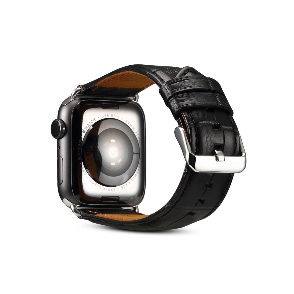 Cocodrilo Correa de piel Apple Watch 45mm Series 8 negro