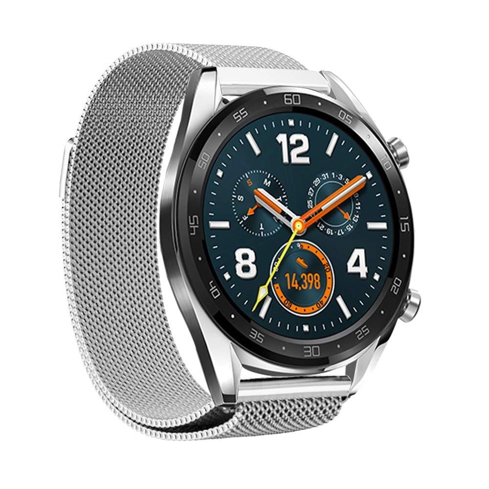 Pulsera milanesa para Huawei Watch GT 2 46mm/Watch GT 2e/Watch GT, Plata