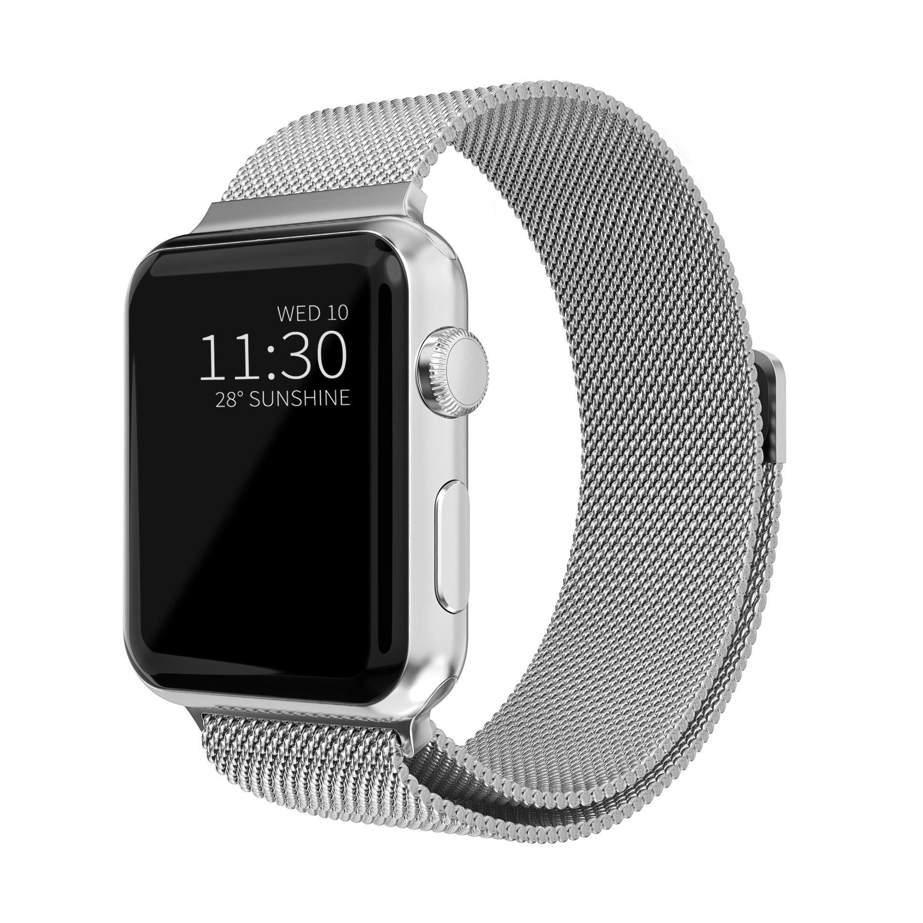 Pulsera milanesa para Apple Watch Series 1-3 42mm, Plata
