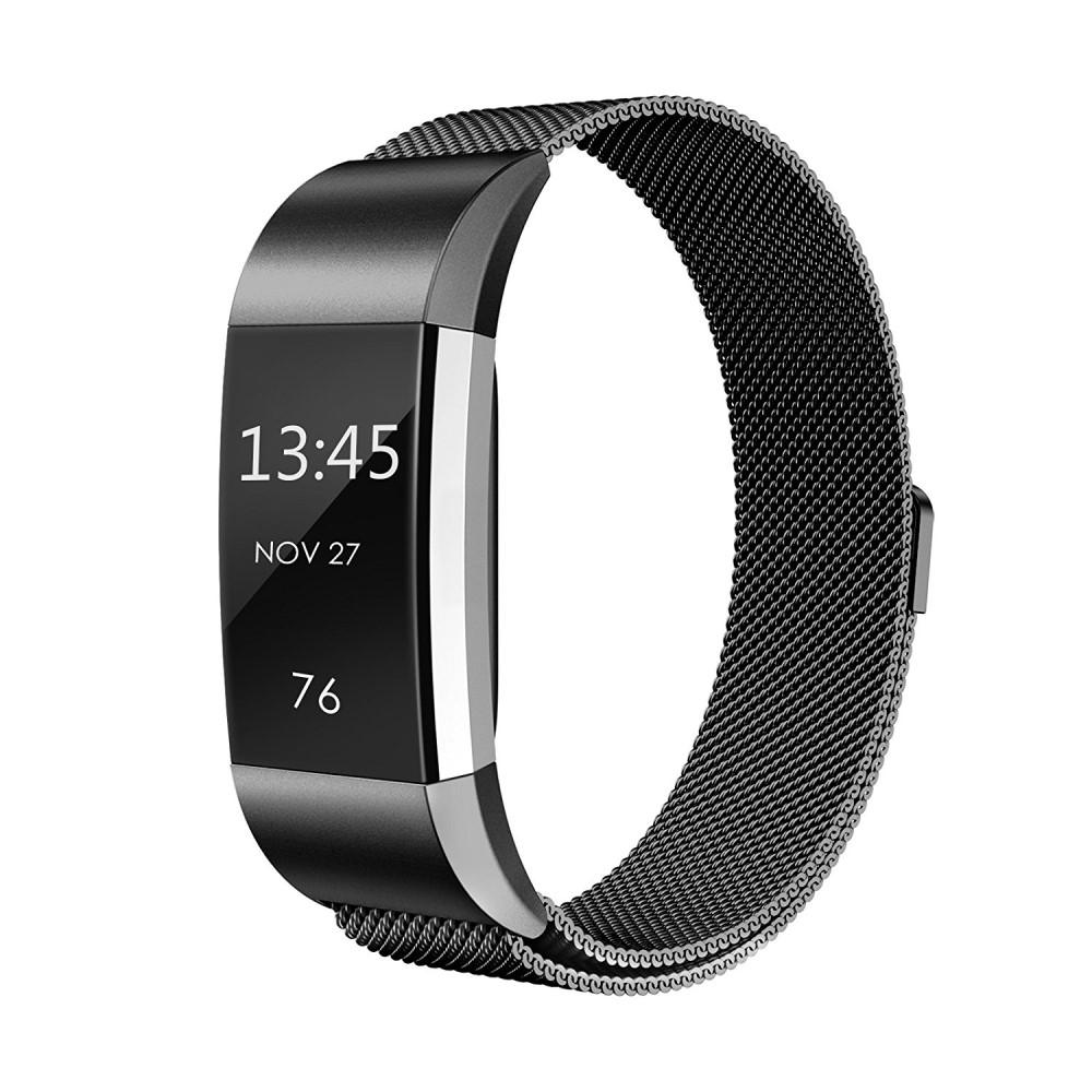 Pulsera milanesa para Fitbit Charge 2, Negro