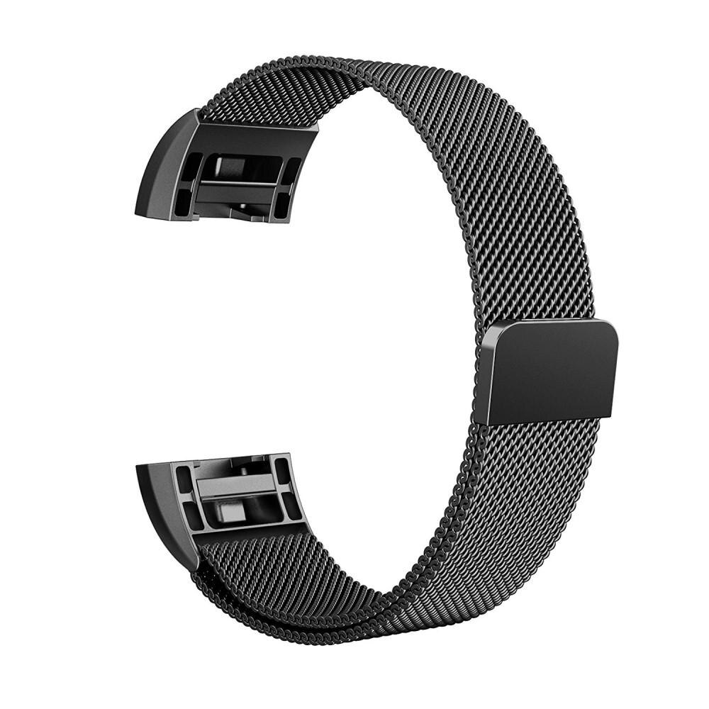 Pulsera milanesa para Fitbit Charge 2, Negro