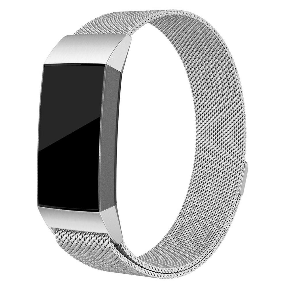 Pulsera milanesa para Fitbit Charge 3/Charge 4, Plata