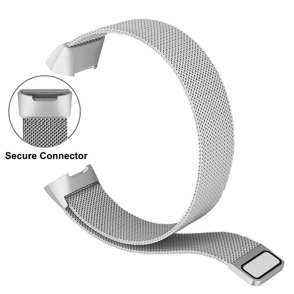 Pulsera milanesa para Fitbit Charge 3/Charge 4, Plata