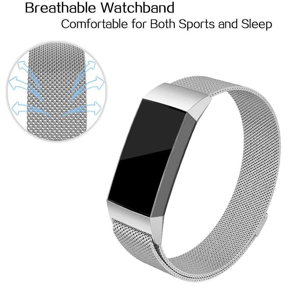 Pulsera milanesa para Fitbit Charge 3/Charge 4, Plata