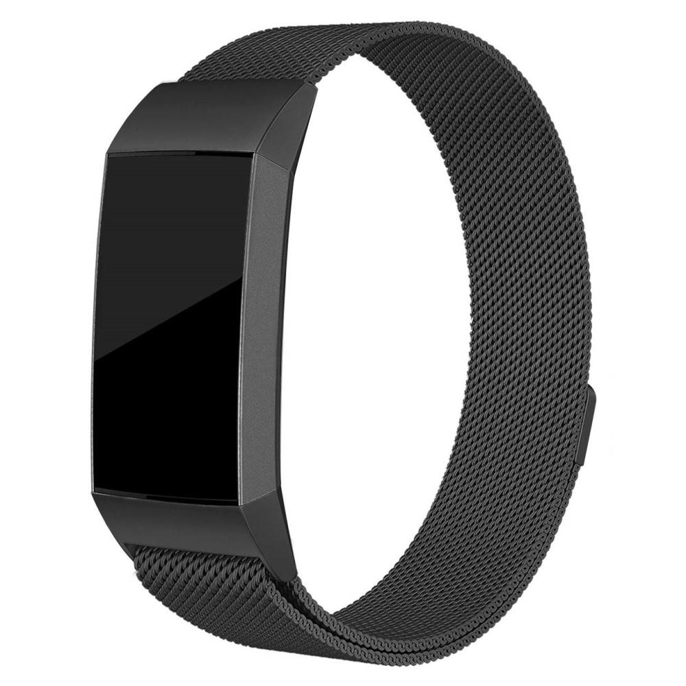 Pulsera milanesa para Fitbit Charge 3/Charge 4, Negro