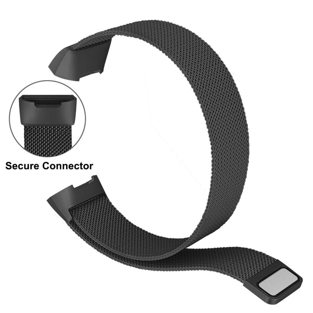 Pulsera milanesa para Fitbit Charge 3/Charge 4, Negro