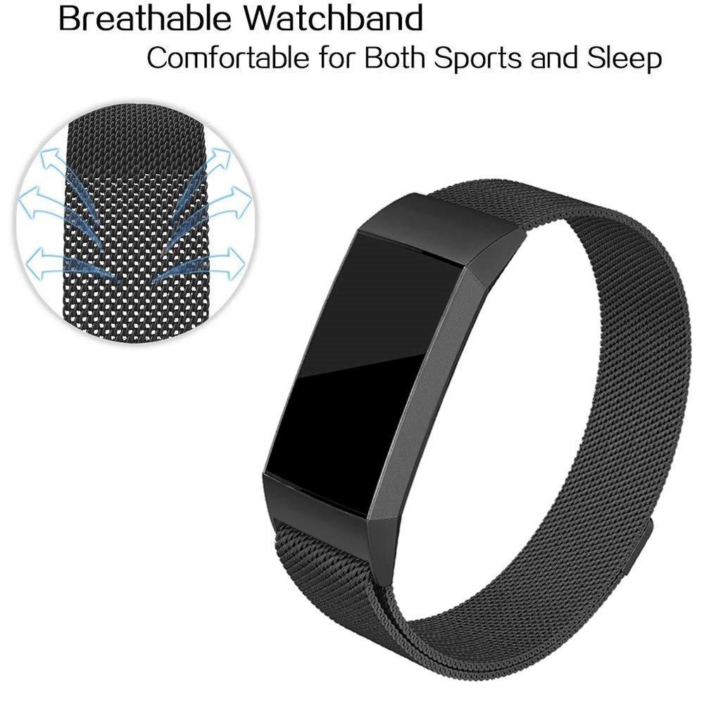 Pulsera milanesa para Fitbit Charge 3/Charge 4, Negro