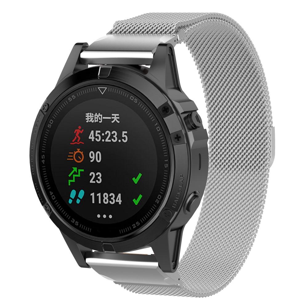 Pulsera milanesa para Garmin Approach S62, plata