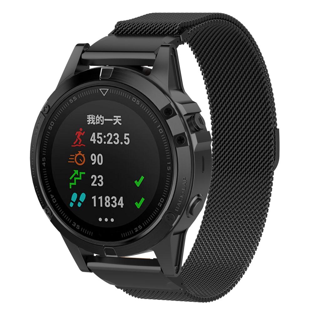 Pulsera milanesa para Garmin Approach S70 47mm, negro