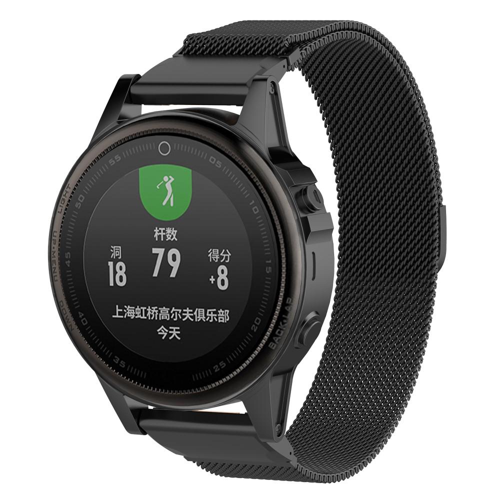 Pulsera milanesa para Garmin Approach S70 42mm, Negro