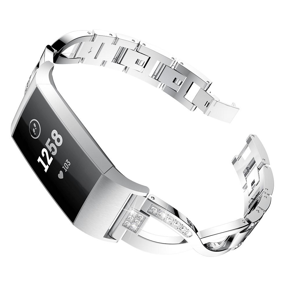 Correa Cristal Fitbit Charge 3/4 Plata