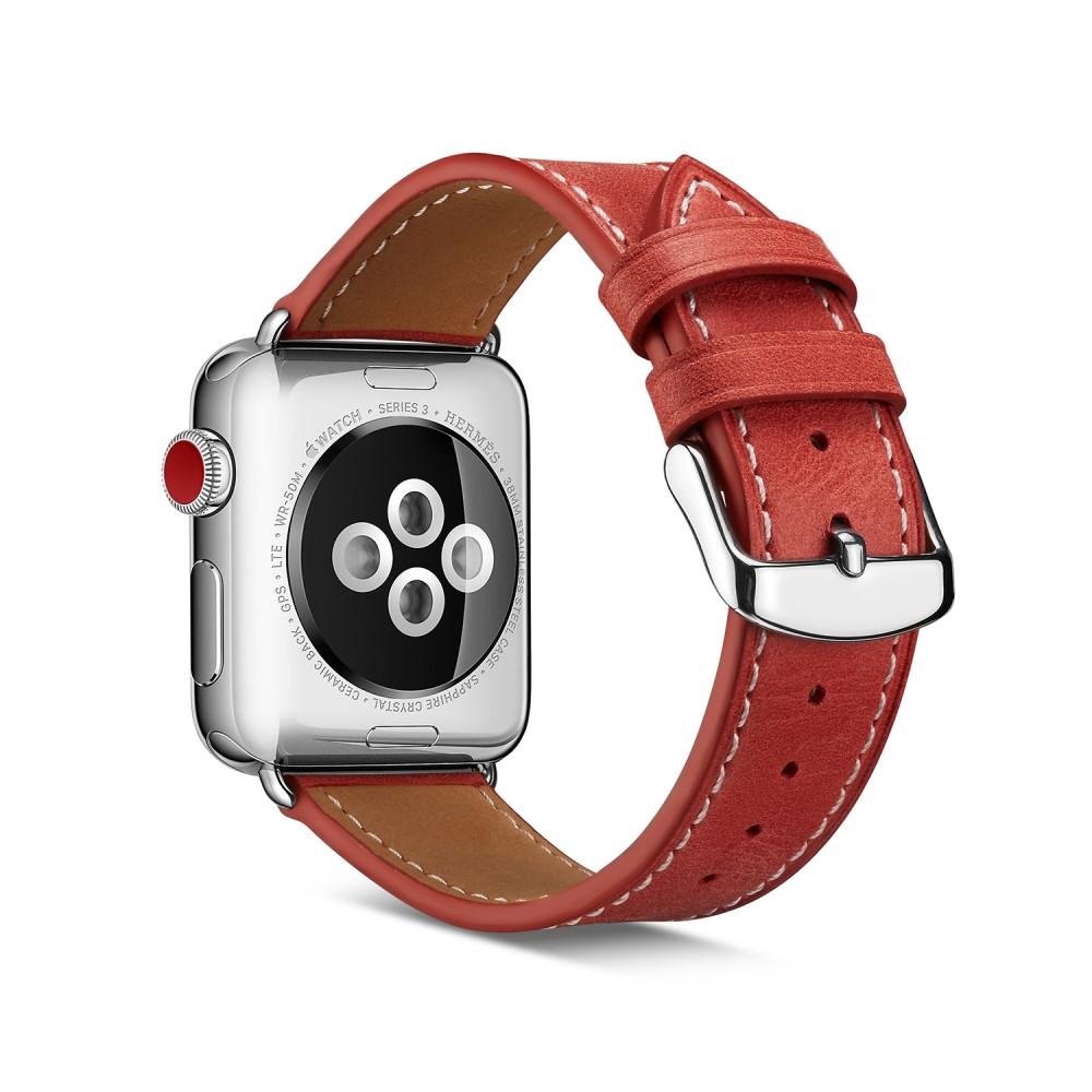Correa de Piel Apple Watch Series 7 41mm Rojo
