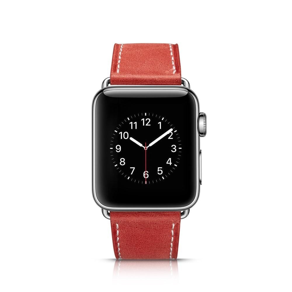 Correa de Piel Apple Watch Series 7 41mm Rojo